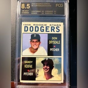 Koufax - Drysdale ‘56 Rookie Stars Card, Graded 8.5